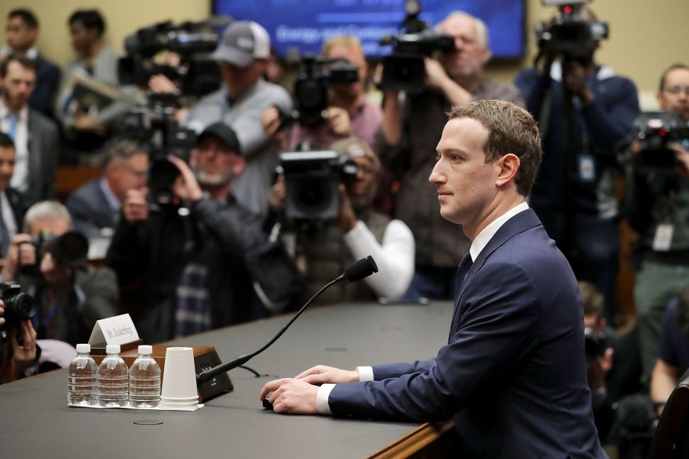 Mark Zuckerberg at the U.S. Congress hearing on April 11.
